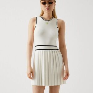 Abercrombie White Sleeveless Knit Pleated Dress